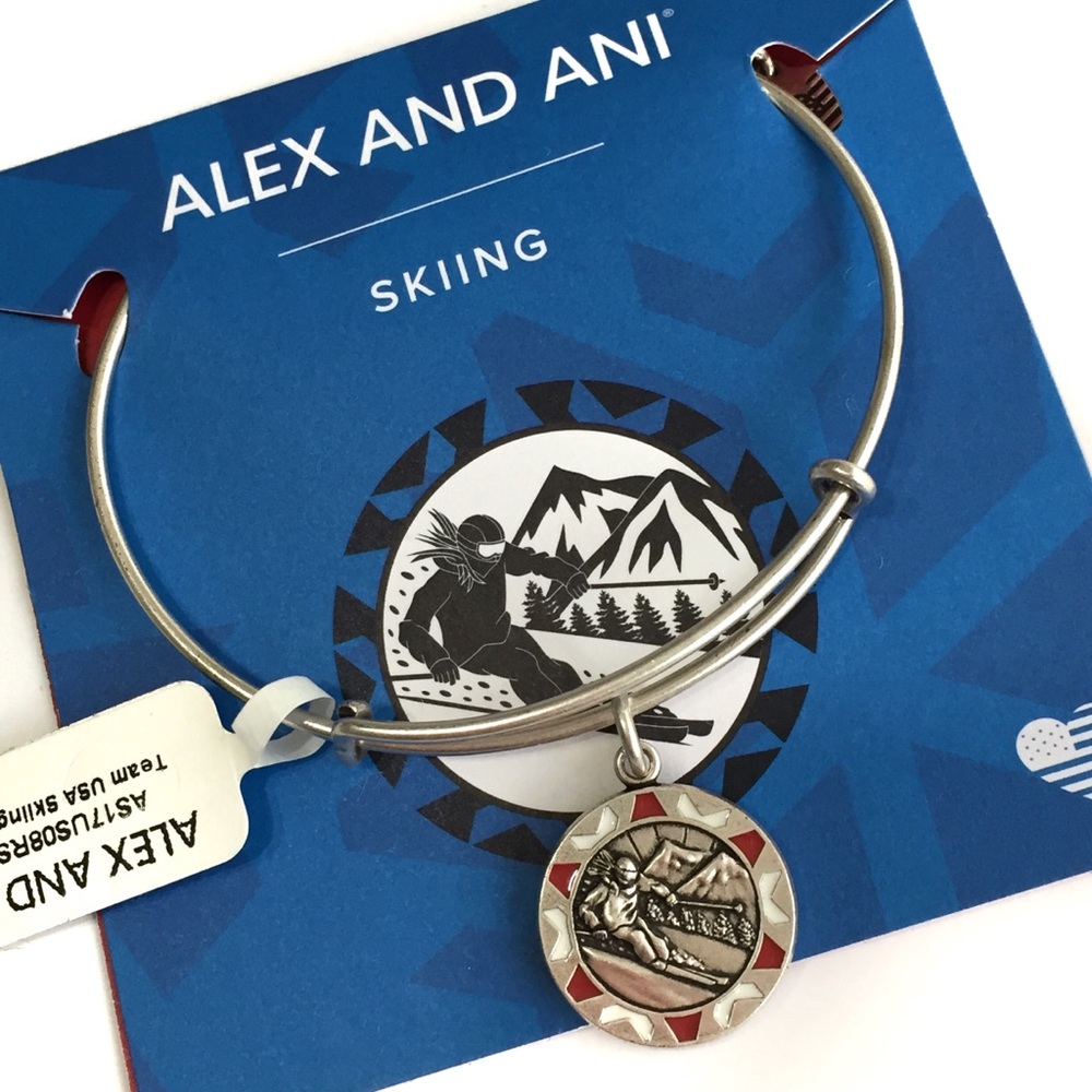 🆕 Skiing Alex and Ani Charm Bangle